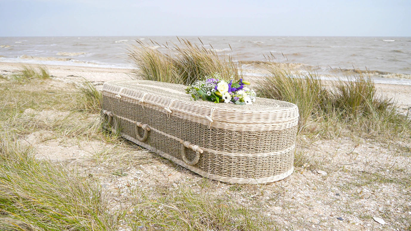 Pandanus Round coffin on a windswept beach