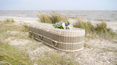Pandanus Round coffin on a windswept beach